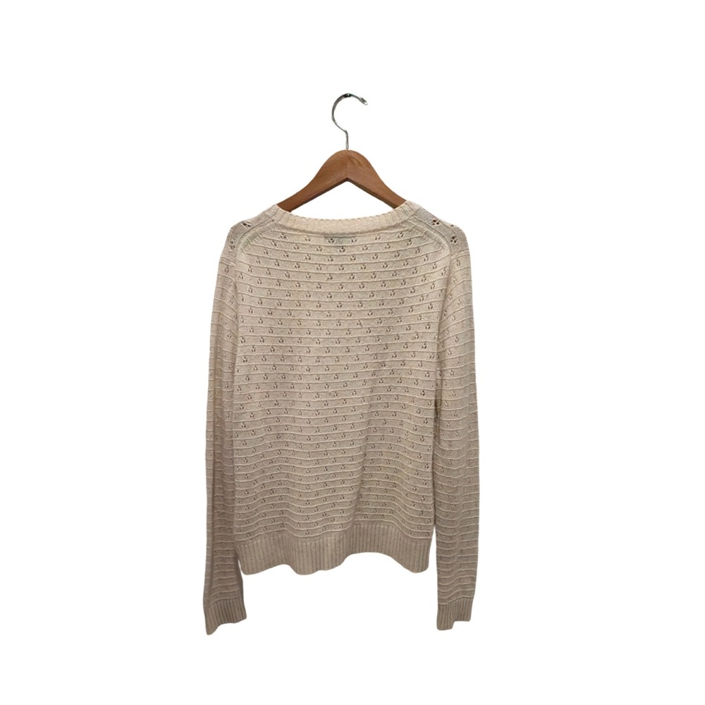 J.Crew Cream Pointelle Knit Sweater | Crew Neck | Size L - Picture 3 of 5